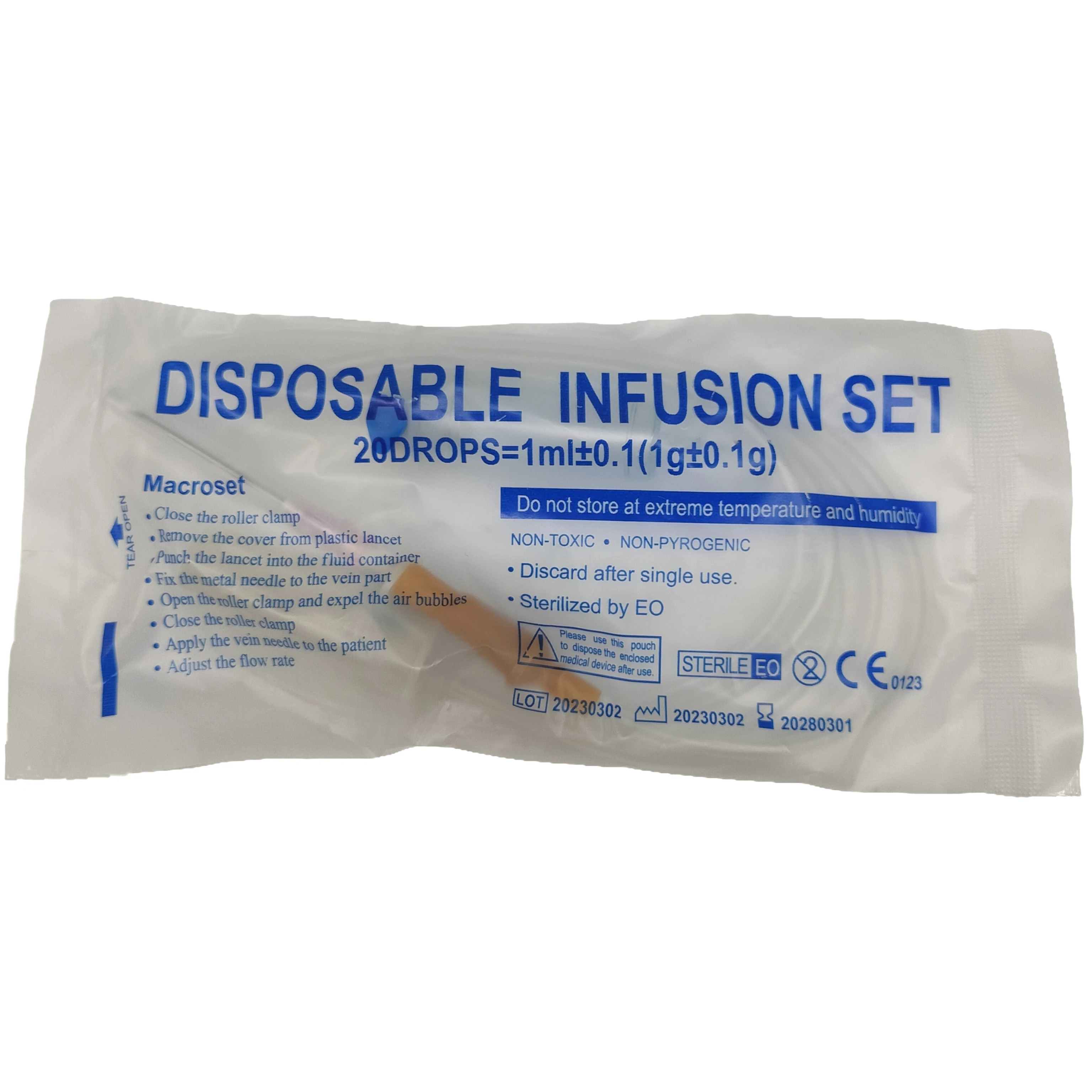 High Quality CE Sterile Luer Lock Infusion Giving Fluid Drip Set Sterile Disposable IV Infusion Set with Flow Regulator