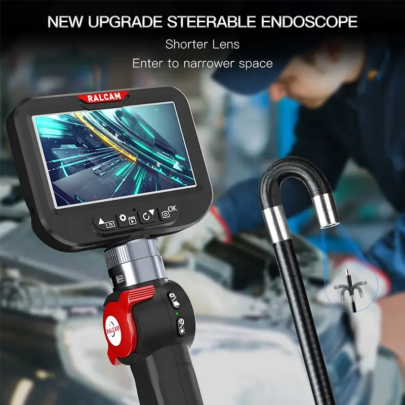 RALCAM 360 HD Video Camera Portable Industrial Borescope H408B for Vehicle Pipeline Inspection