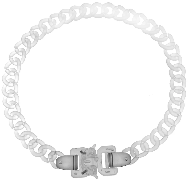 Clear Statement Chunky Choker Cuban Acrylic Chain Bracelet Necklace Fashion Punk Lock Buckle Necklace Transparent Hiphop Jewelry