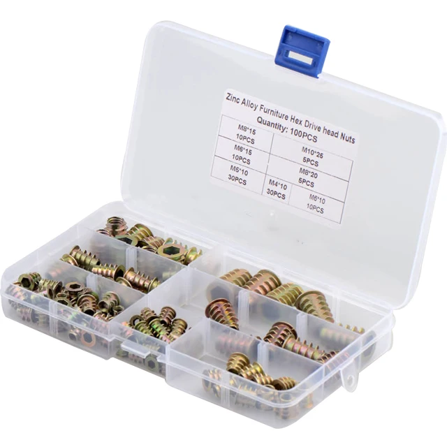 100PCS trapezoidal nut inner and outer teeth t-shaped with intermediate parent zinc alloy t set