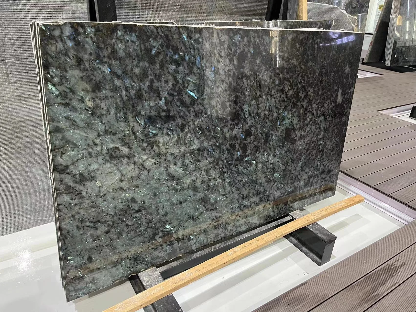 Luxury Madagascar Blue Labradorite Granite slab  home decoration Lemurian blue granite