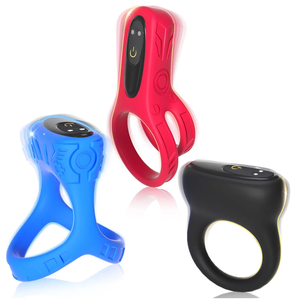 Sex Toys Couples Adult Pleasure Erection Silicone Penis Ring Vibrator Clitoris Penis Taint Testicle Vibrating Cock Ring for Men