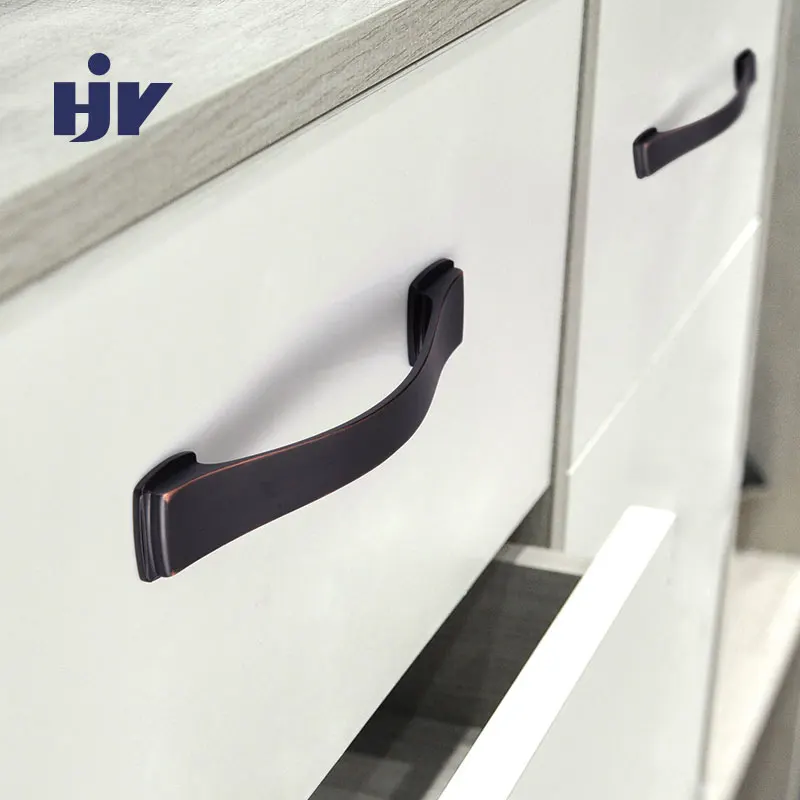 HJY oil rubber bronze cabinet handles 128mm Bow Drawer konb Pulls