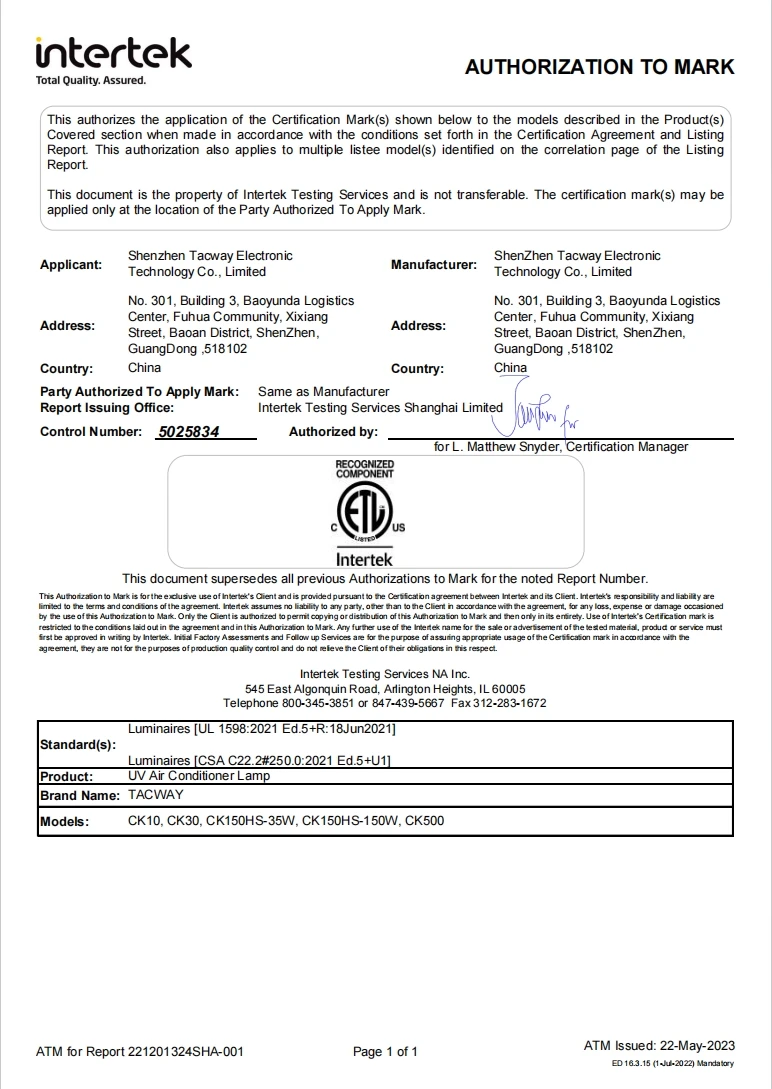 trends 90-264v 254 Nm Uvc Uv Sterilizer Led Uv-c Germicidal Light For Air Conditioning System Units