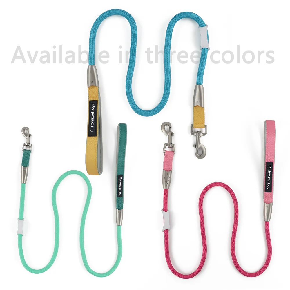 Custom Soft Handle Nylon Rope Luxury Handmade Hands Free Dog Leash Multiple Colors Leash Dog Lead Dog Rope Leash