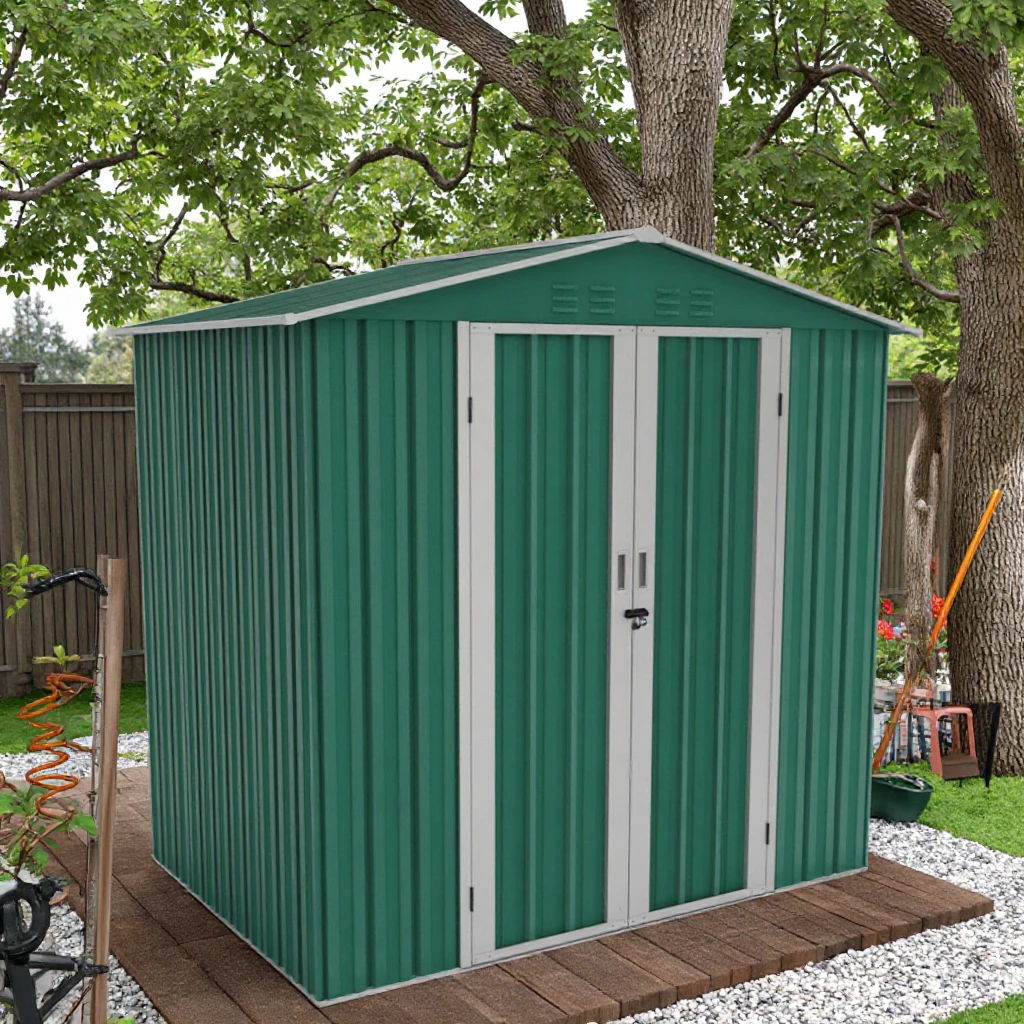 Garden Sheds Customizable Size Easily Assembled Galvanized Metal Frame Outdoor Storage Room for Tools Garage House DIY Kits