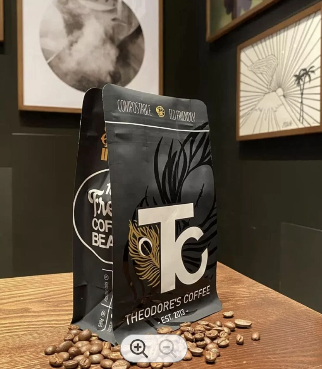 AT PACK 12OZ Resealable Matte Black Coffee Bags Flat Bottom Coffee Bag Coffee Beans