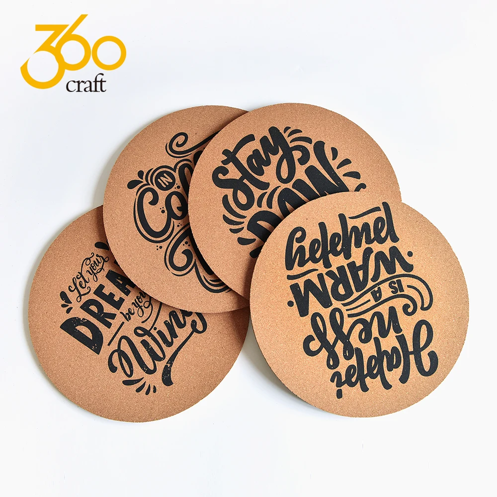 Set Of 8 Natural Blank Cork Mug Coasters Pot Holder For Sublimation