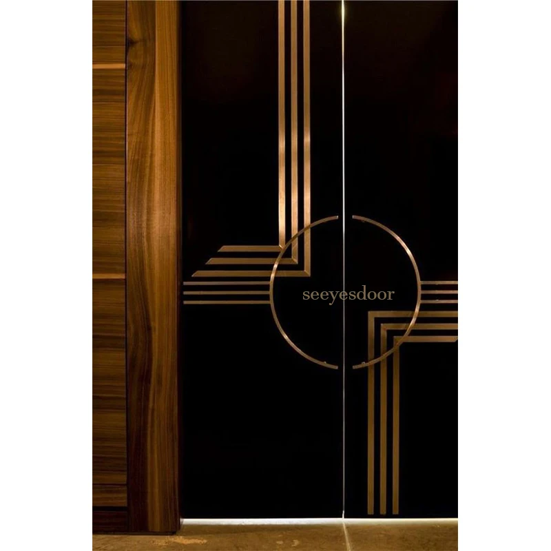 Italian Luxury Design Entrance Door Exterior Security Front Door Modern Entry Black Double Iron Door