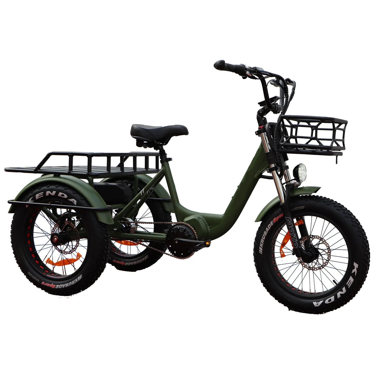 Good Quality 20inch 1000w Electric Fat Tyre Cargo Tricycle 500w Adult Mid Double Battery Electric Bike