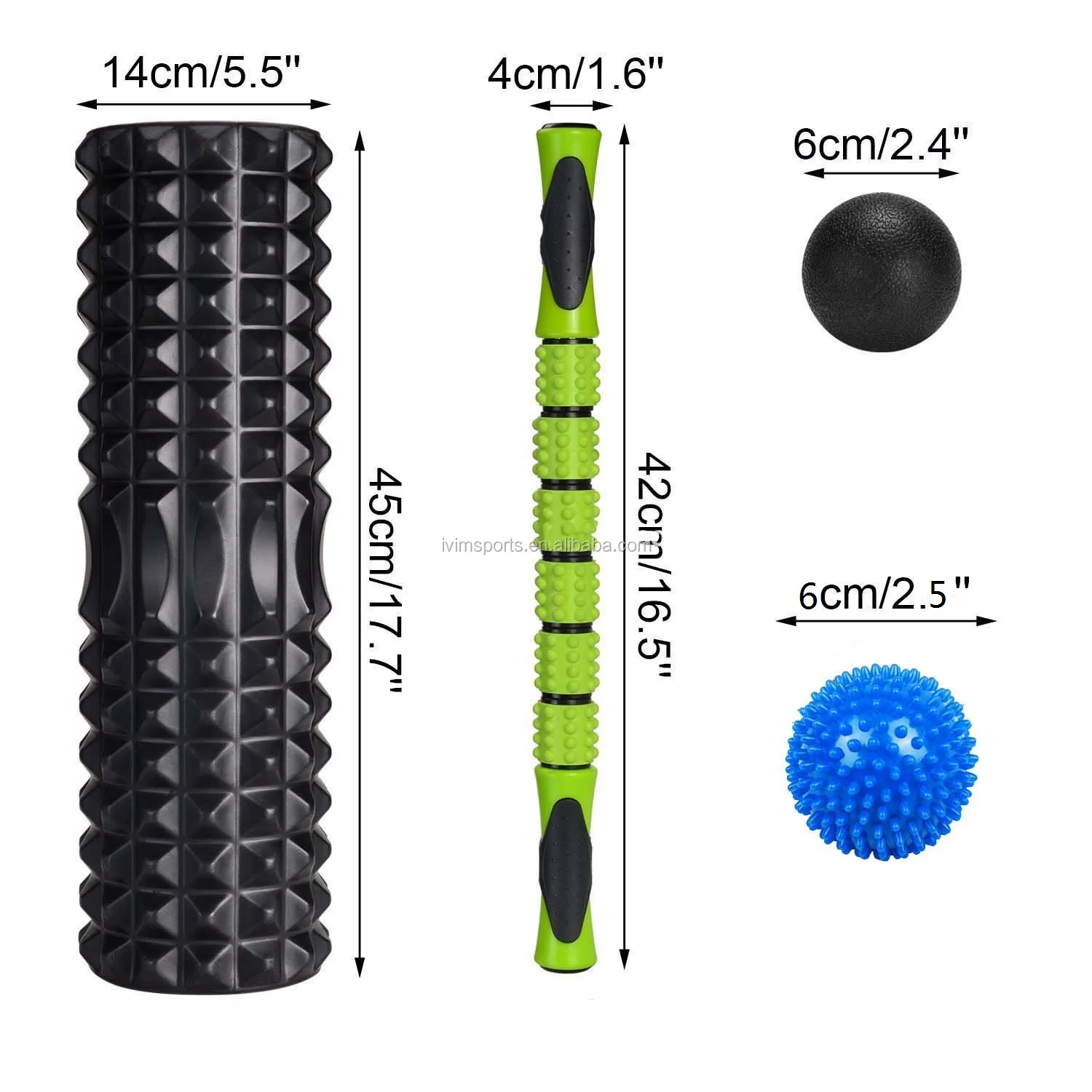 
foam roller set with massage stick and massage balls 