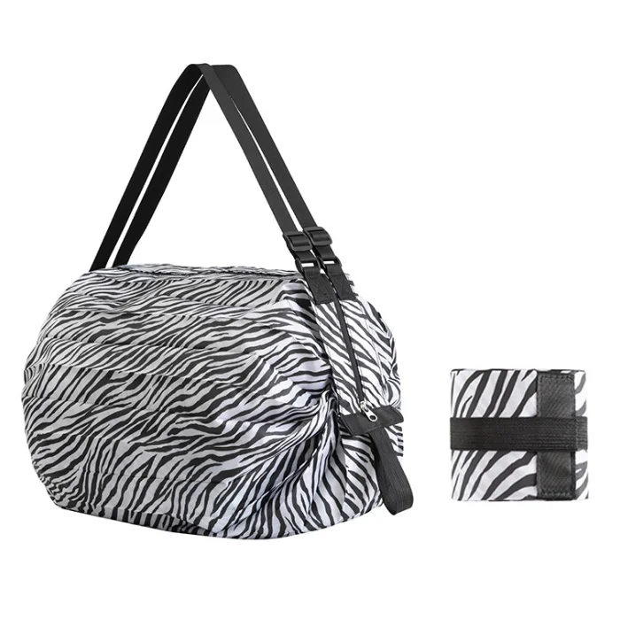 Glossy Nylon Reusable Silk Screen Eco Friendly Grocery Shopping Bag Foldable