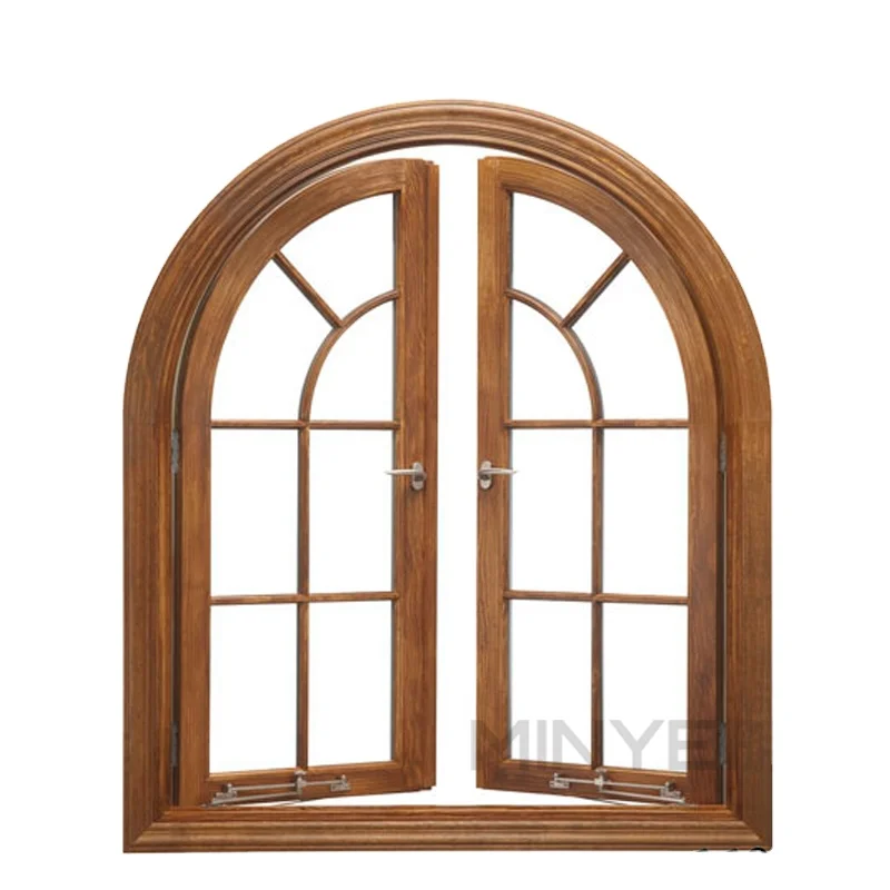 Casement  Designs Wood Grain Half Round Windows Aluminum Arched Casement Window
