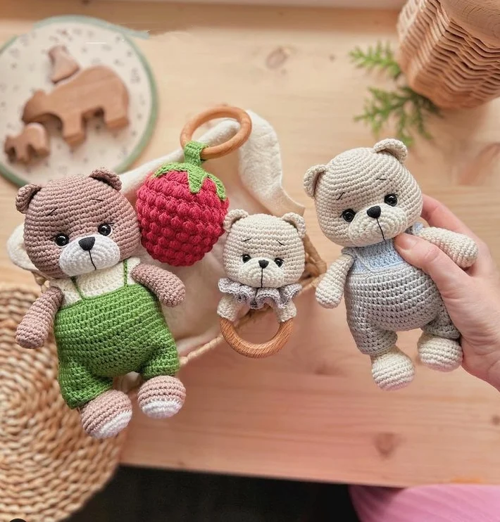 Wholesale Brown Color Stuffed Bear With Safety Eyes as New Born Baby Gifts Customized Logo and Label Baby Toys