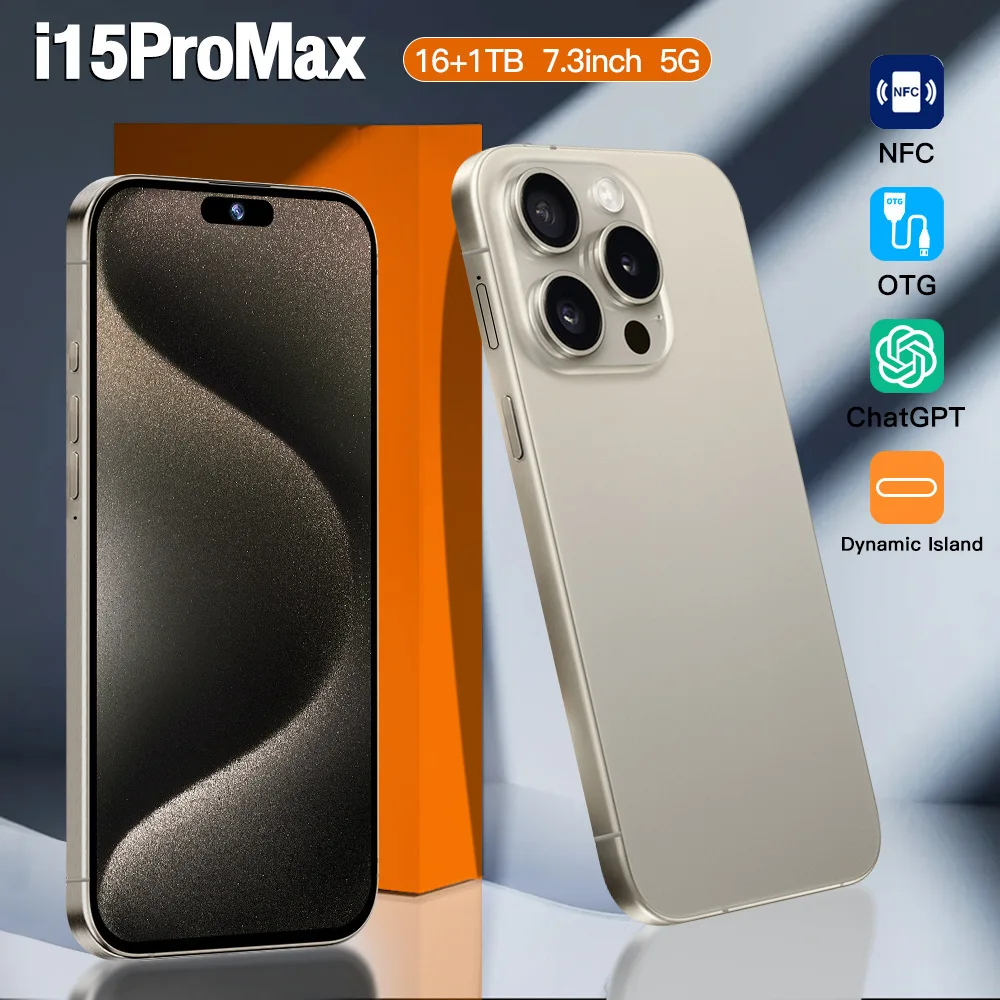 Best 15 Pro Max 4G/5G Smartphone Unlocked 16GB+1TB True Memory Dual SIM 128GB ROM HD Display 8000mAh 108MP US Version Gaming