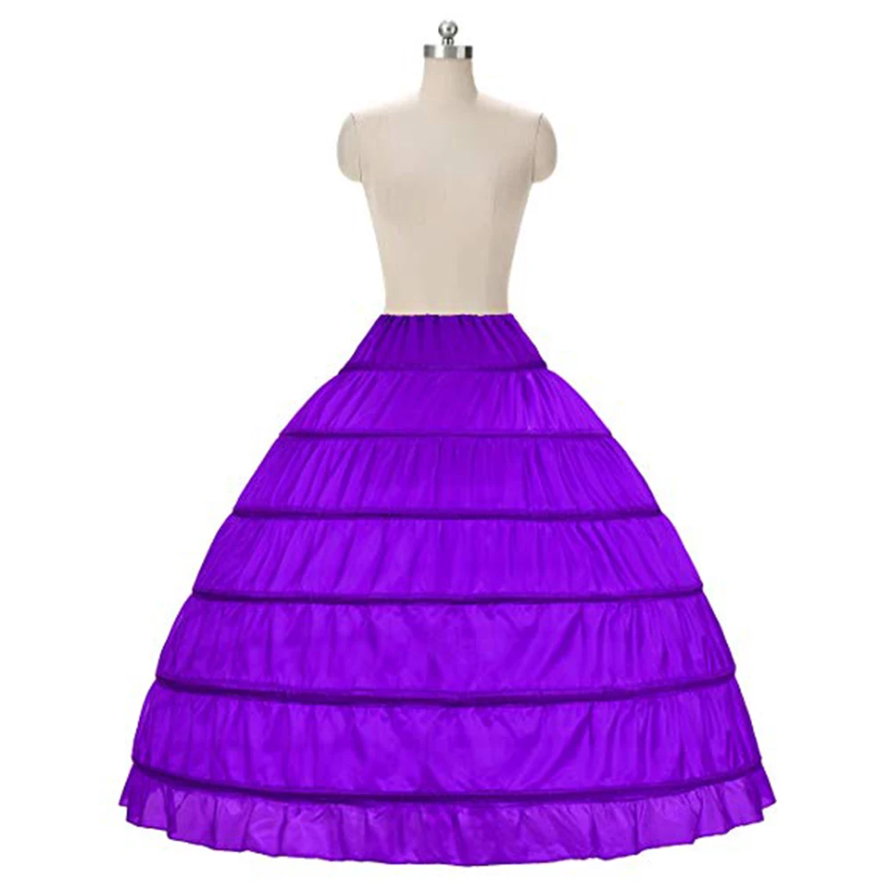 Wedding Accessories Petticoat Vestido Longo Ball Gown Crinoline Underskirt  multi 8 colors 6 Hoops Skirt Petticoats