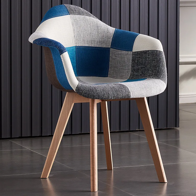 2023 new modern restaurant cloth Fabric Dinning Chairs art pink dining chair metal leg