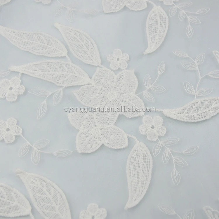Lace Fabric with Mesh 3d Flower Lace Tulle Fabric Embroidered Eco-friendly Support