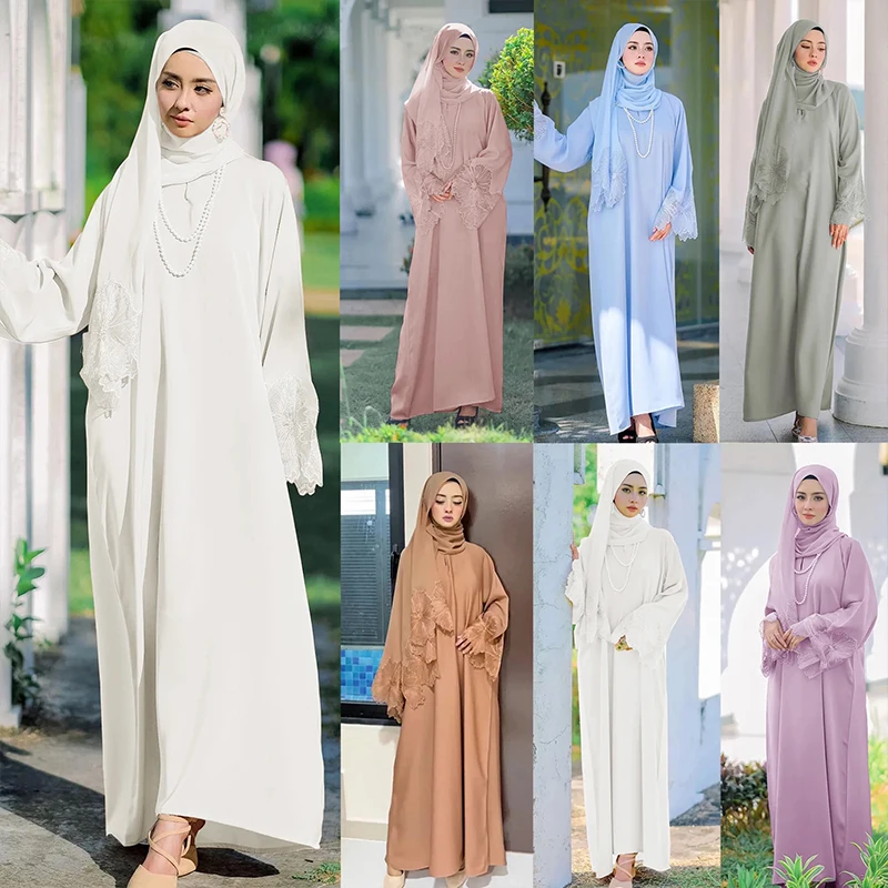 Custom Pattern High Quality Solid Color Knit Breathable Muslim Abaya Robe Dress Fabric