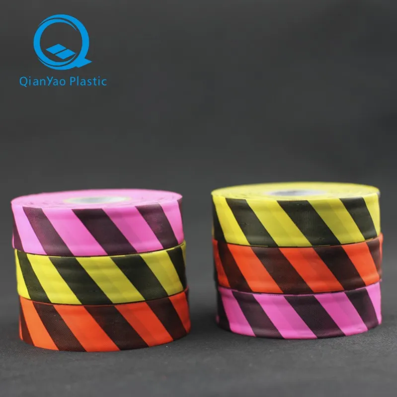 Pe Flat Tape Flagging, Custom Printed Stripe Flagging Tape For Packing