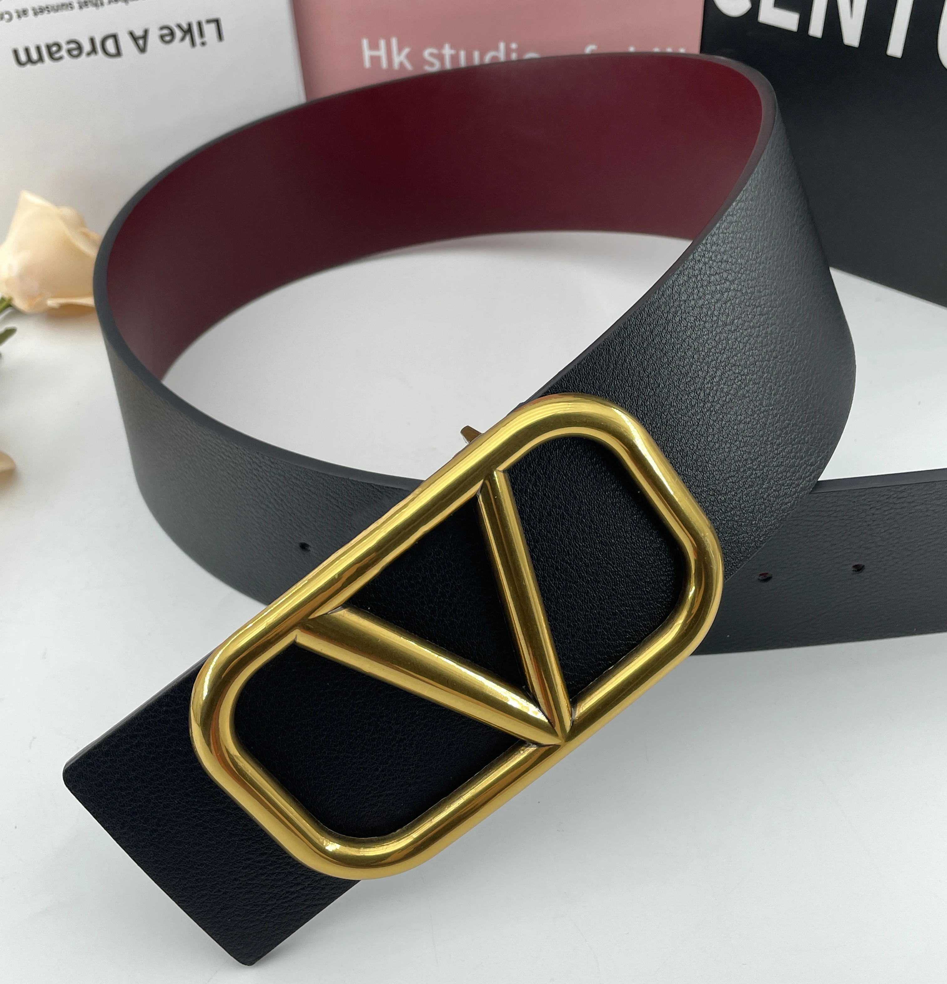 2023 Newest Ladies coat waist accessories Luxury genuine leather Reversible 7CM Width Pink Designer Belts for women