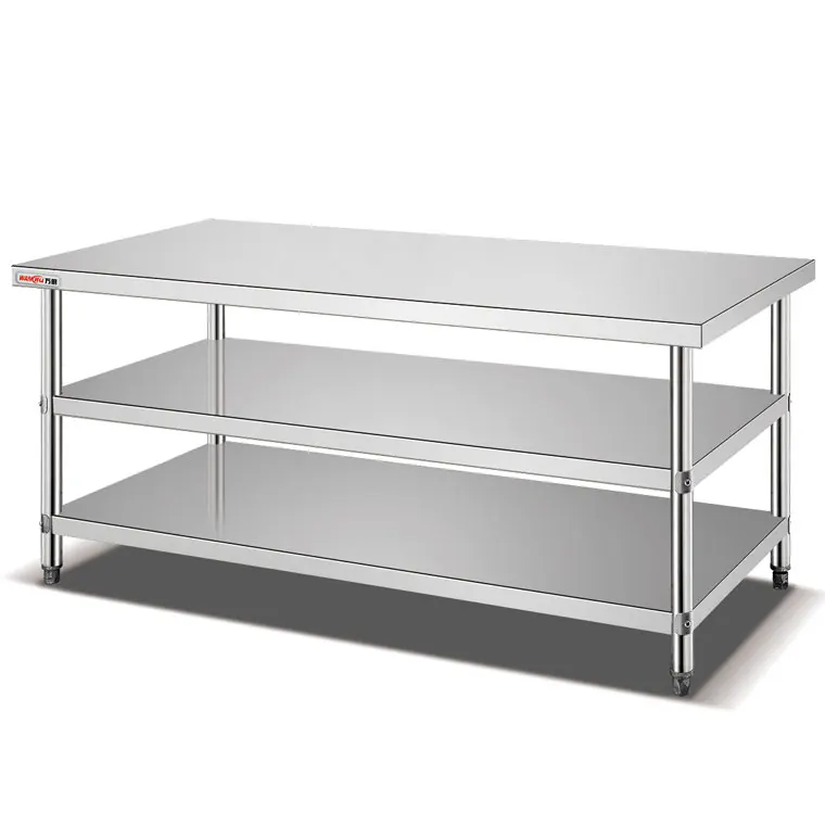 Стол из нержавеющей стали под заказ Рабочий стол для приготовления пищи кухни ресторан поставщик 3 яруса коммерческая скамейка