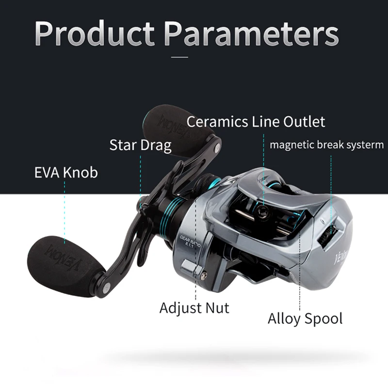 8.1:1 Good quality  Magnetic Break Fishing Reels Carbon Washer Drag 8kg Baitcasting Fishing Reel Wholesale  and OEM orders