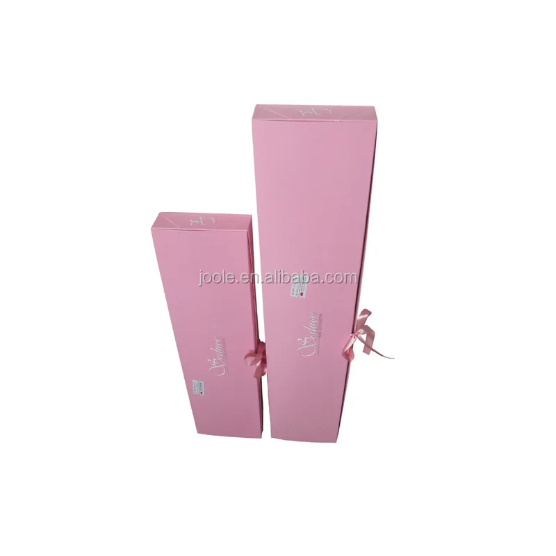Elegant design hair extension wig packaging boxes tie packaging bo with ribbon satin