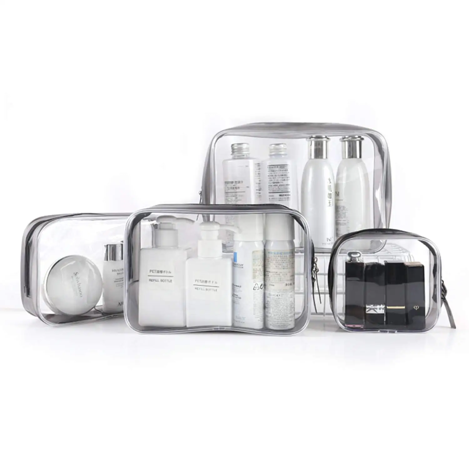 Custom Portable Waterproof Clear PVC Pouch Wash Kits Set Storage Organizer Travel Toiletry Makeup Bags Transparent Cosmetic Bag