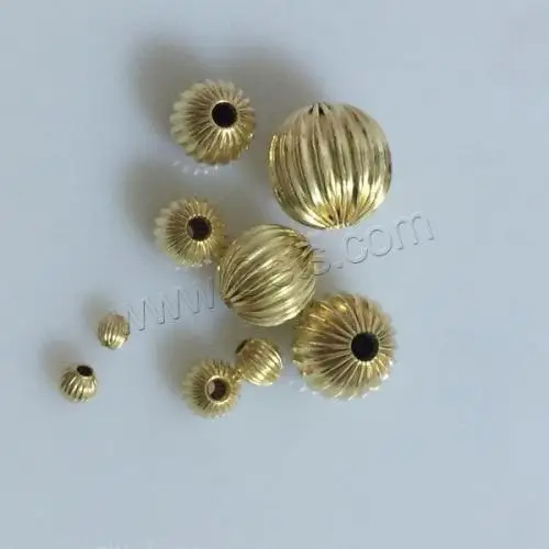 14K gold filled beads corrugated for jewelry making bulk round beads different size for choice
