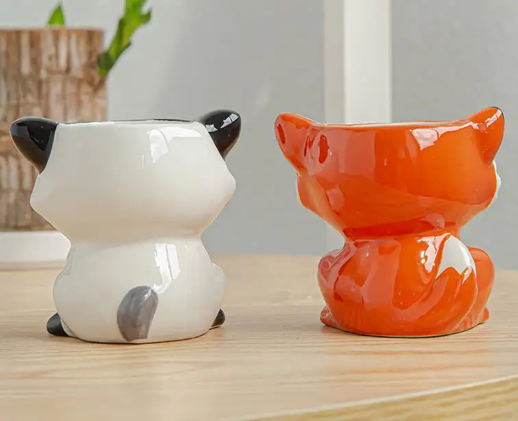 2023 new factory wholesale cute animal ceramic planter 3 inch garden succulent cactus flower pots fox cow