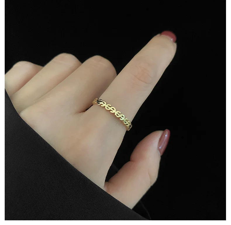Fashion Dollar Sign Stainless Steel Ring Women Fashion 18k Gold Plated Ring