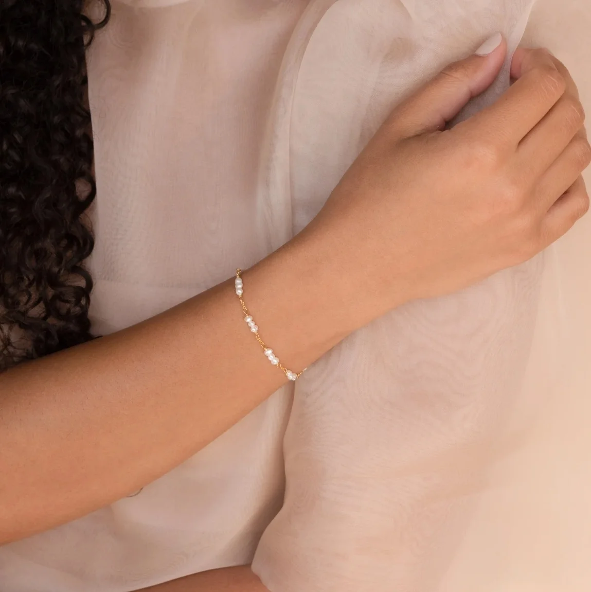 Minimalist Multi Pearls Charm Bracelet Handmade Gemstone Bridesmaid Gift Dainty Pearl Bracelet for Women Jewelry