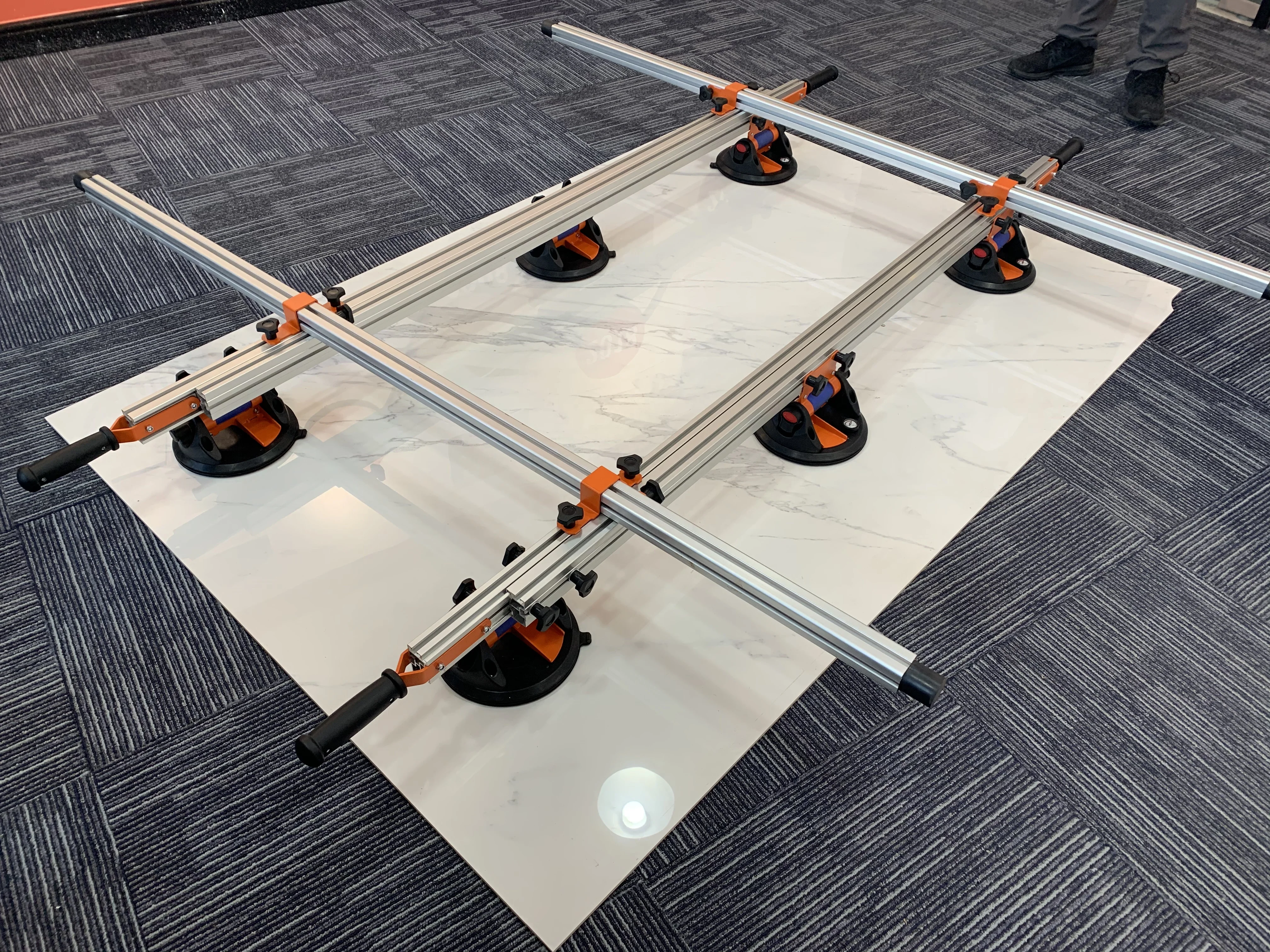 JohnTools DB-CY Large format carrying Frame  handing tools big tile carrier  Heavy Duty slab trans with 6 vacuum suction cups