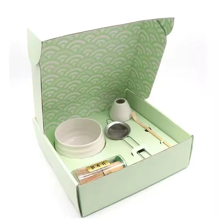 Новый Модный Набор подарочных коробок matcha включает чашу и держатель chasen бамбук венчик с чайной ложкой металлический просеиватель 5 шт. инструменты