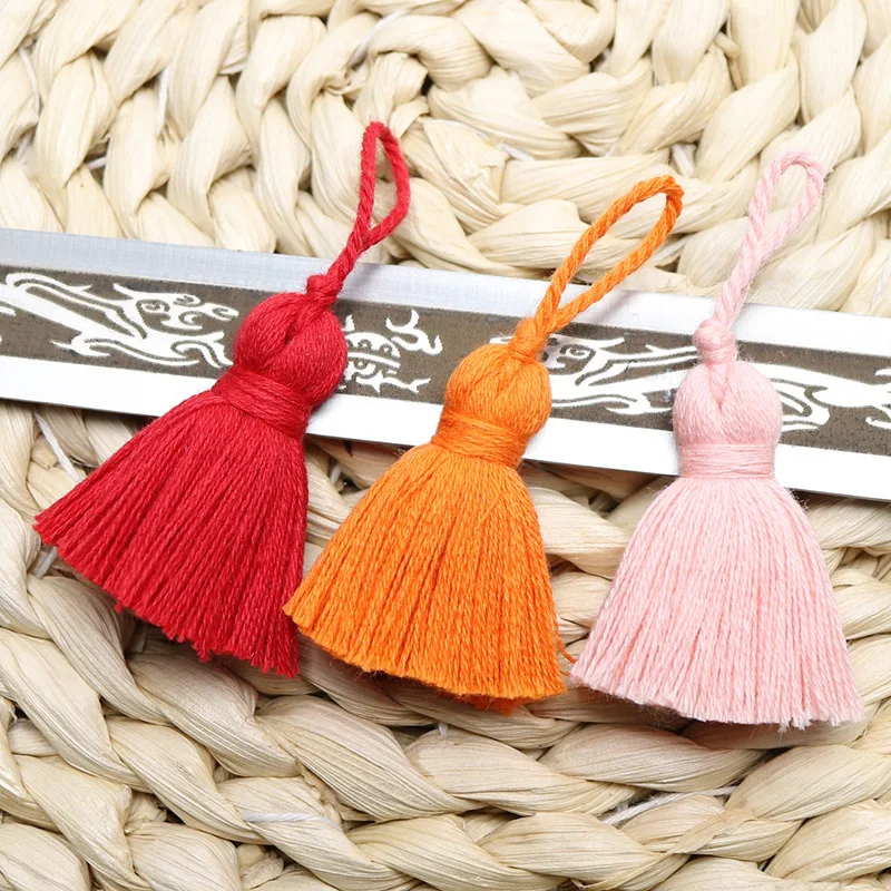 Colorful Cotton Tassel 3.5cm small Loop Tassel Curtain Fringe For Clothing Jewelry