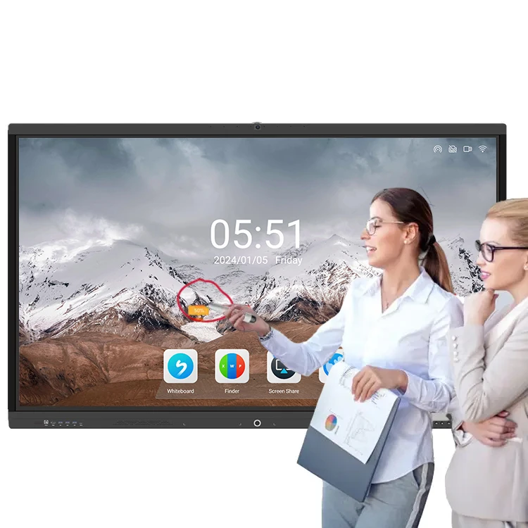 Оптовые цены 65 дюймов 4K LCD Smart интерактивные дисплеи датчик света android 11