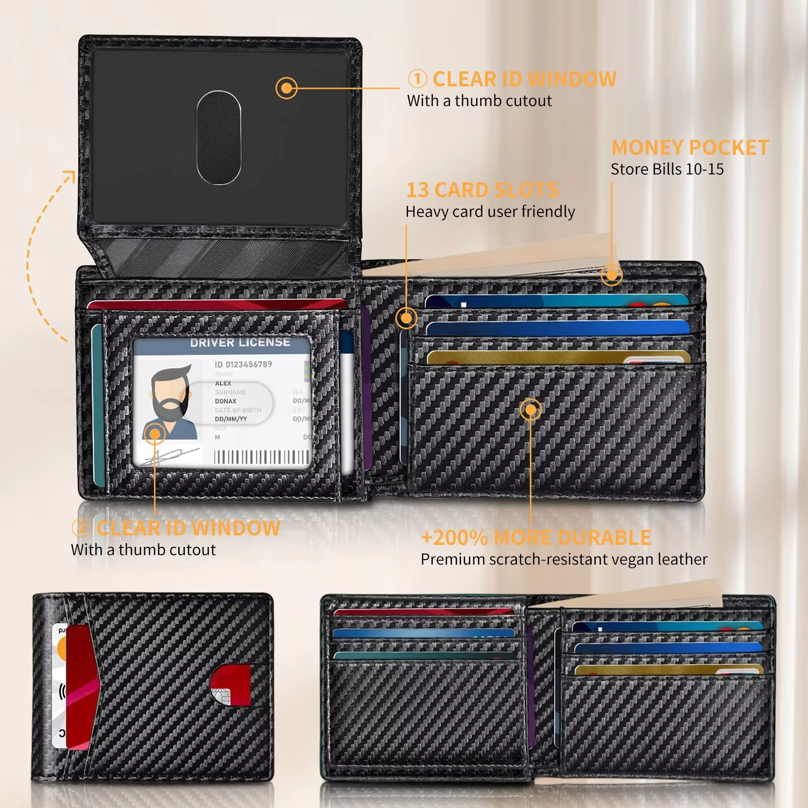 Vintage Crazy Horse Classic Brown Leather Wallet RFID Blocking Custom Slim Credit Card Holder Wallet For Man