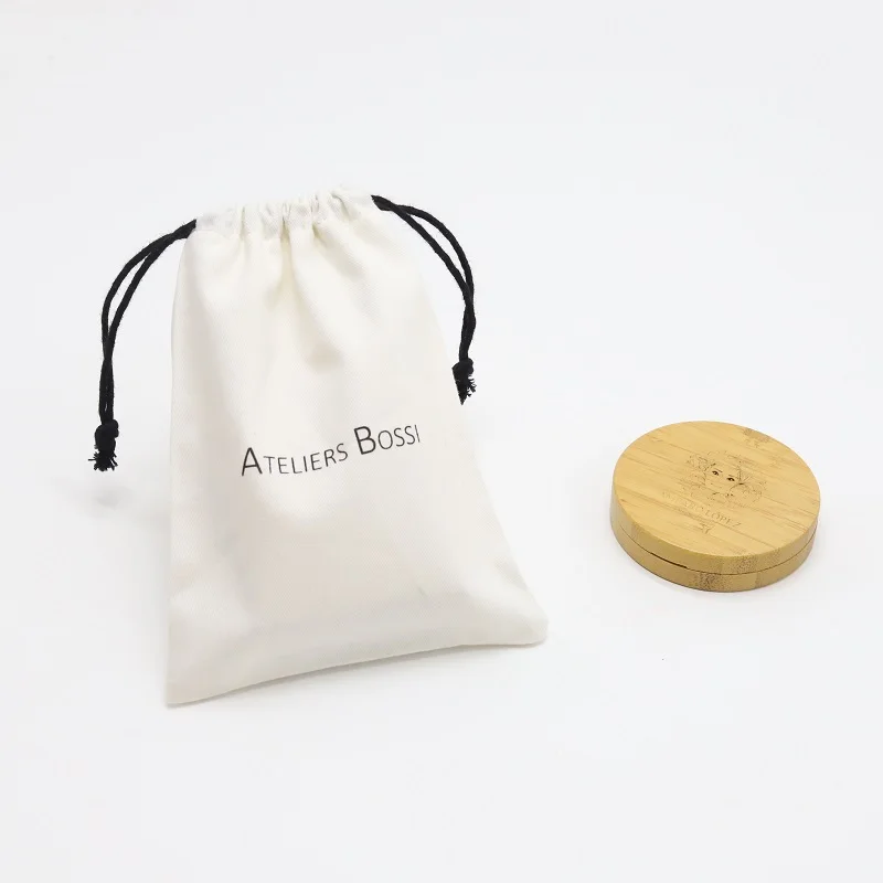 Eco-Friendly Small Cotton Twill Cosmetic Drawstring Bag Soft Flannel Cotton Soap Candle Dust Pouch Jewelry Gift Packaging Bag
