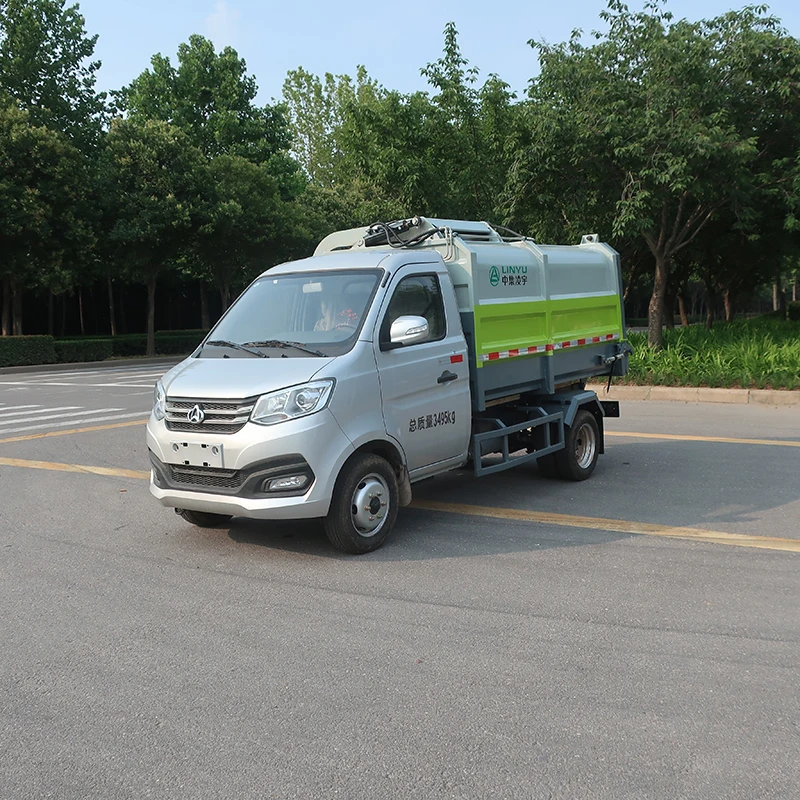 CIMC LINYU Left Loader Compactor Trash Garbage Truck Mini City Garbage Truck Detachable Container Garbage Truck in China