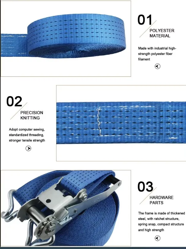 Ratchet Tie Down 5T Ratchet Lashing Strap 50mm Cargo Belt For Lashing Load Strap