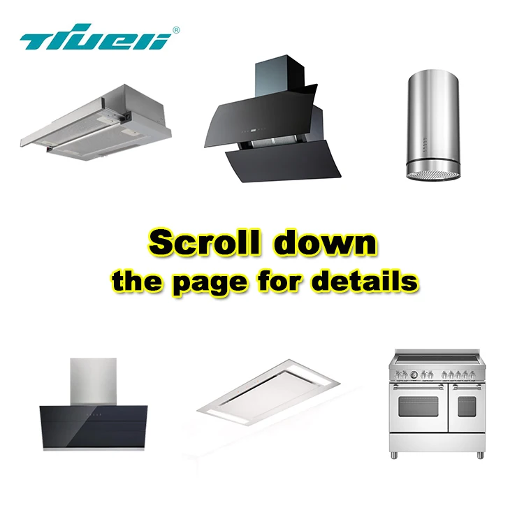 New design super suction tilted wall mounted extractor hoods 100 cfm kitchen hood faber cooker rohs kitchen range hoods