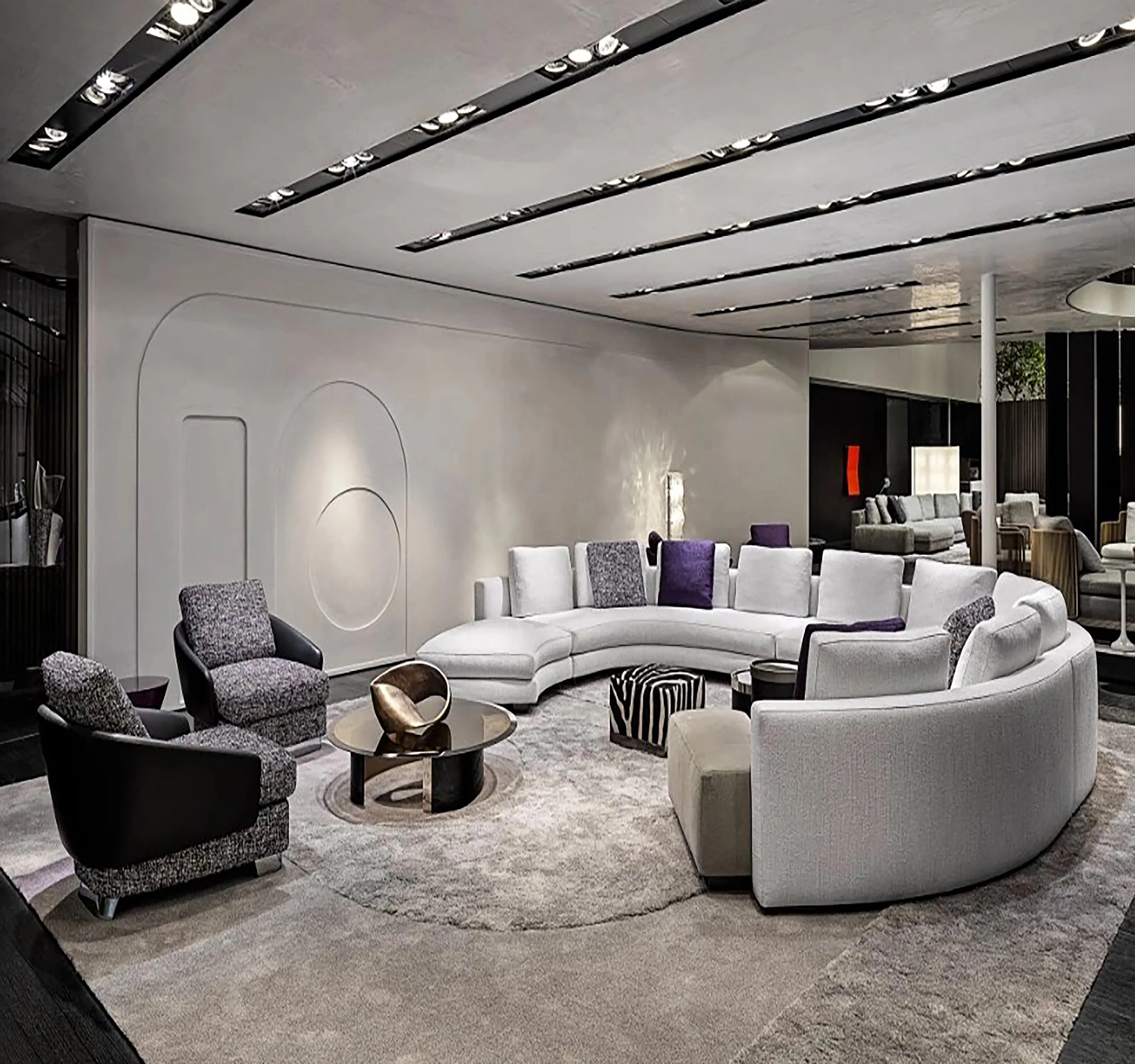 Half moon C shaped sofa blue curved sofa velvet fabric or leather sectional sofas