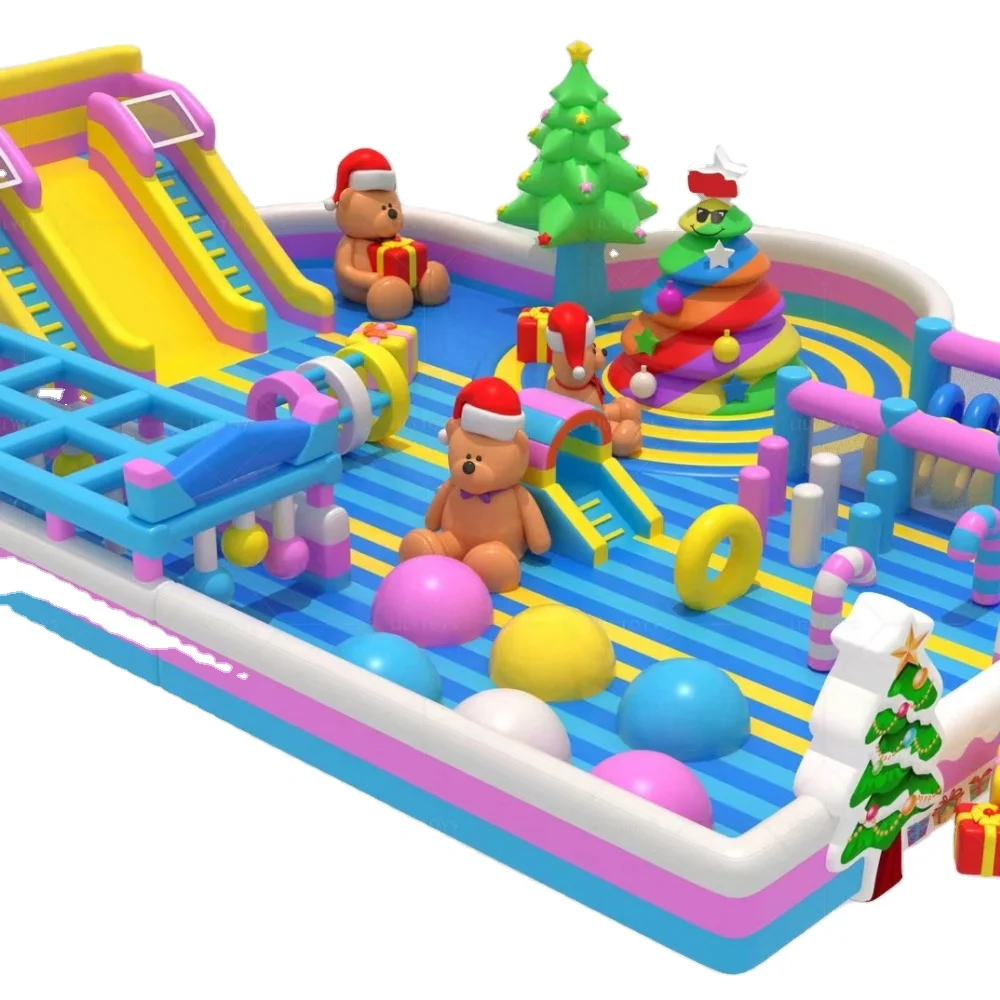 new design inflatable attraction merry christmas  theme park large inflatable playground amusement park for kids