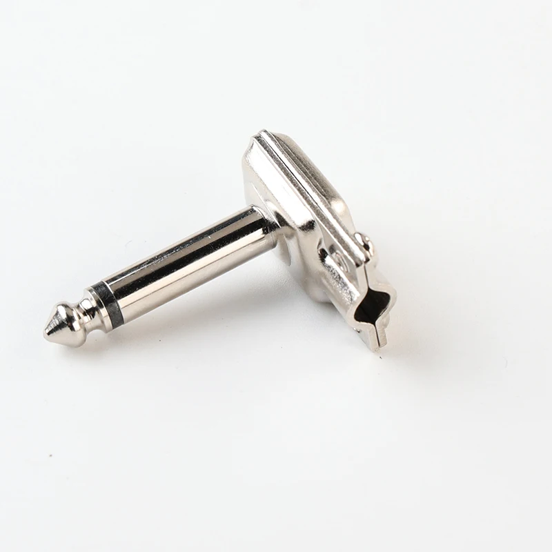 1/4 6.35mm Right Angle Upper Lower Cover All Nickel Plated Screw TRS/TS Copper Plug Guitar Connector