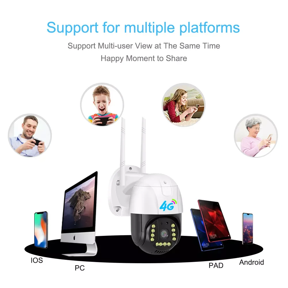 3MP Starlight V380 Pro Outdoor Camera 4G Sim Card LTE Security 4G IP HD CCTV PTZ Camera