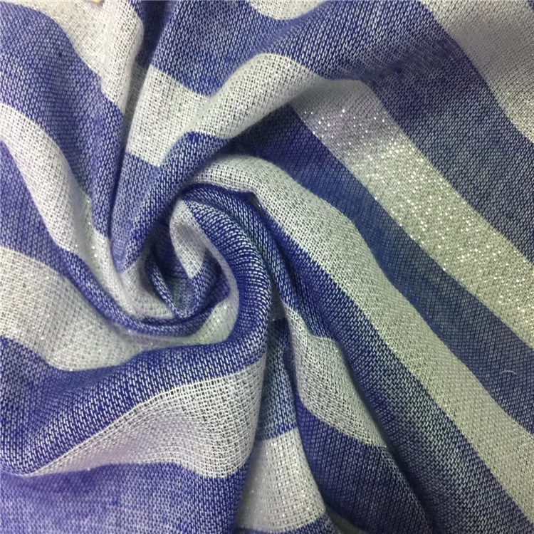 Новые товары, оптовая продажа, хлопковые полосатые ткани с люрексом для одежды
