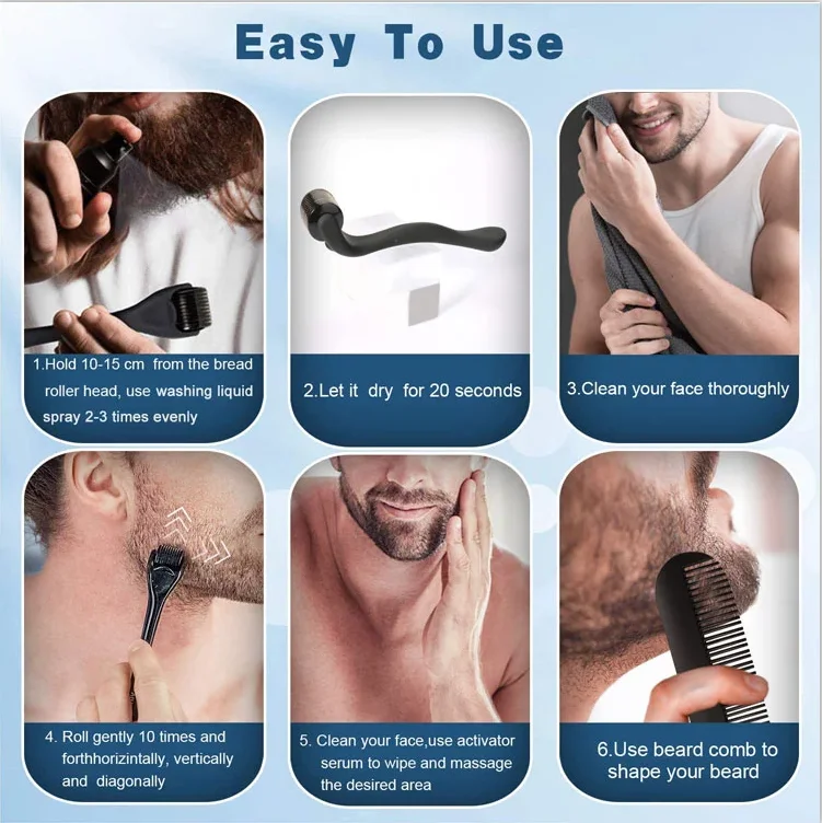 Private Label Organic Balm Brush Roller Mustache Shaving Soap Men Grooming Care Beard Growth Kit Beard Growth Oil Kit