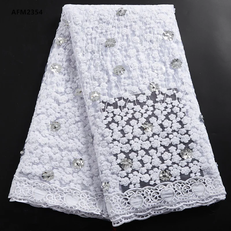 
Popular Swiss voile French Mesh High Quality Sequence Fabrics Nigerian Net Lace for Wedding Party lace fabric 2354 
