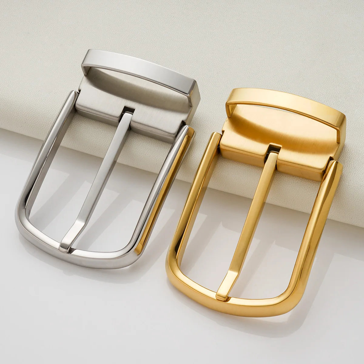 Custom Made 1.5 Inch Single Prong Square Belt Buckle 38mm Gold Solid Stainless Steel Metal Logo Leather Belts Buckles for Men